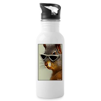 Squirrel Sunglasses Wildlife Forest Animal Forest - Water bottle with straw - white - Right