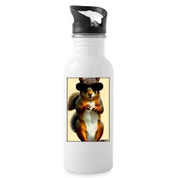 Squirrel Sunglasses Wildlife Forest Animal Forest - Water bottle with straw - white - Right