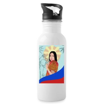 Philippinen Filipina Stolz Flagge Pinay I Geschenk - Trinkflasche mit integriertem Trinkhalm - Weiß - Rechts