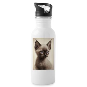 Chaton siamois - Gourde avec paille intégrée - blanc - Droite