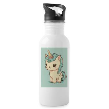 Bébé licorne - Gourde avec paille intégrée - blanc - Droite