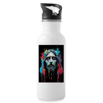 JESUS - colorful paint - Gourde avec paille intégrée - blanc - Droite