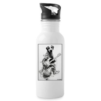 Dog Guitar Pet Musician Dog Friend - Water bottle with straw - white - Right