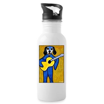 Hund Gitarre Haustier Musiker Hundefreund - Trinkflasche mit integriertem Trinkhalm - Weiß - Rechts