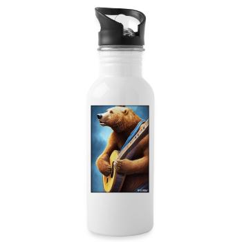 Ours Guitare Faune Musicien Forest Animal Zoo Animal - Gourde avec paille intégrée - blanc - Droite