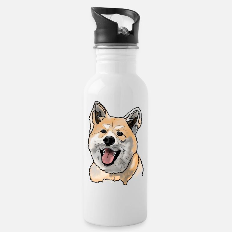 Akita Inu - Gourde avec paille intégrée - blanc