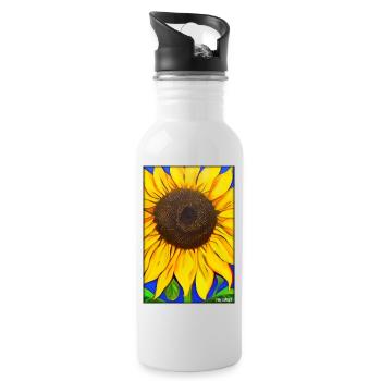 Astéracées de tournesol Fleur Printemps Prairie Verte - Gourde avec paille intégrée - blanc - Droite