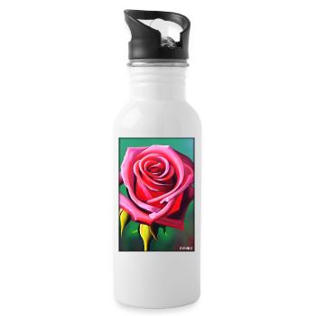 Rose Rose Fleur Spring Meadow Green - Gourde avec paille intégrée - blanc - Droite