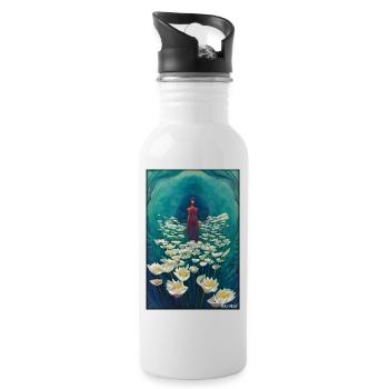 Lilies Family Fleur Spring Meadow Green - Gourde avec paille intégrée - blanc - Droite