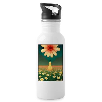 Margerite Asteraceae Fleur Printemps Prairie Verte - Gourde avec paille intégrée - blanc - Droite