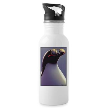 Pinguin Sonnenbrille Wildtier Vogel Seevogel - Trinkflasche mit integriertem Trinkhalm - Weiß - Rechts