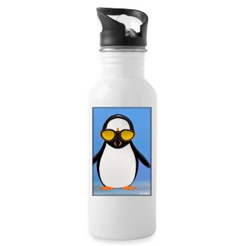 Pinguin Sonnenbrille Wildtier Vogel Seevogel - Trinkflasche mit integriertem Trinkhalm - Weiß - Rechts