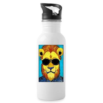 Lunettes de soleil Lion Big Cat Animal sauvage Tête de lion - Gourde avec paille intégrée - blanc - Droite