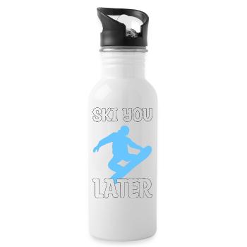 Ski you later gift - Water bottle with straw - white - Right