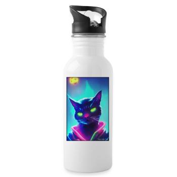 Space Cyber Cat Future Pet Cat Love - Gourde avec paille intégrée - blanc - Droite