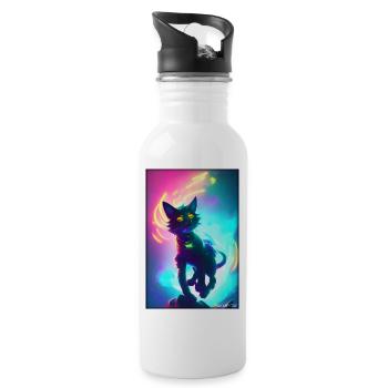 Space Cyber Cat Future Pet Cat Love - Gourde avec paille intégrée - blanc - Droite