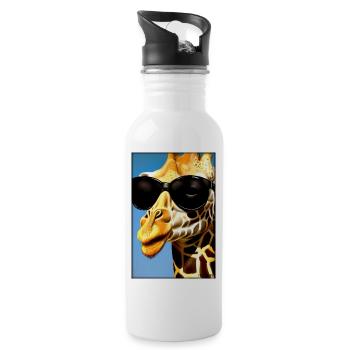 Giraffe Sunglasses Wildlife Animals Zoo Safari - Water bottle with straw - white - Right