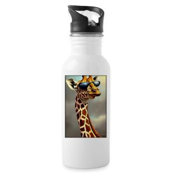 Giraffe Sunglasses Wildlife Animals Zoo Safari - Water bottle with straw - white - Right