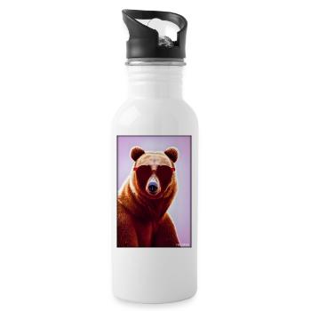 Bear Sunglasses Wildlife Forest Animals Wilderness - Water bottle with straw - white - Right