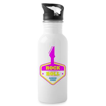 ROCK 'N' ROLL SINCE 1980 - Water bottle with straw - white - Right