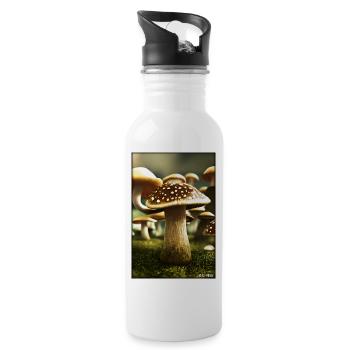 Mushrooms Forest Nature Autumn Nature Love of Nature Hiking - Water bottle with straw - white - Right