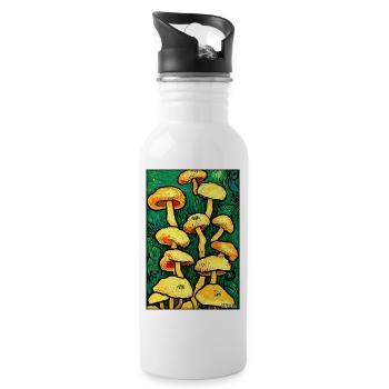 Mushrooms Forest Nature Autumn Nature Love of Nature Hiking - Water bottle with straw - white - Right