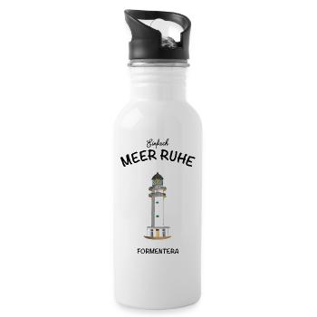 Formentera, Leuchtturm Cap de Barbaria, Meer Ruhe - Trinkflasche mit integriertem Trinkhalm - Weiß - Rechts