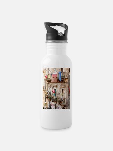 Catania; Sicily - Water bottle with straw - white