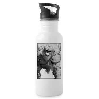 Monkey Wild Animal Monkey Head Wildlife Zoo Safari Animals - Water bottle with straw - white - Right