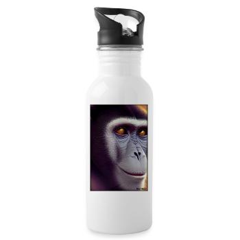 Affe Wildtier Affenkopf Tierwelt Zoo Safari Tiere - Trinkflasche mit integriertem Trinkhalm - Weiß - Rechts