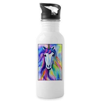 Unicorn Rainbow Magic Fairy Tale Mythical Animal - Water bottle with straw - white - Right