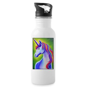 Unicorn Rainbow Magic Fairy Tale Mythical Animal - Water bottle with straw - white - Right