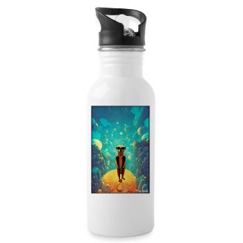 Meerkat Zoo Animals Nature Wildlife Surikate Zoo - Water bottle with straw - white - Right