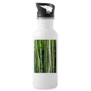 wild gewachsener Bambus Wald - Trinkflasche mit integriertem Trinkhalm - Weiß - Rechts
