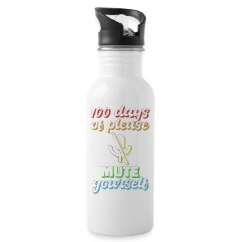 100 days of school mute gift idea - Water bottle with straw - white - Right