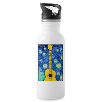 Guitar Music Art Guitarist Instrument Band - Water bottle with straw - white - Right