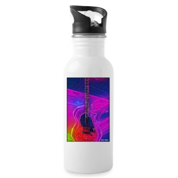 Guitar Music Art Guitarist Instrument Band - Water bottle with straw - white - Right