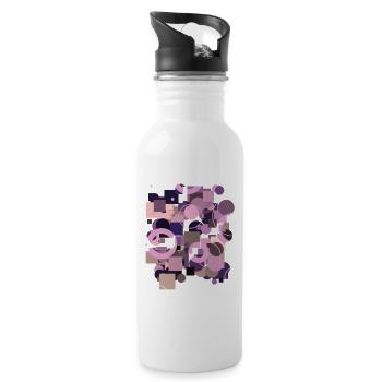 Abstrakte geometrische Formen - Trinkflasche mit integriertem Trinkhalm - Weiß - Rechts
