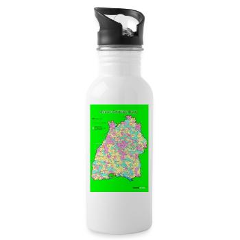 Baden Württemberg Karte - Trinkflasche mit integriertem Trinkhalm - Weiß - Rechts