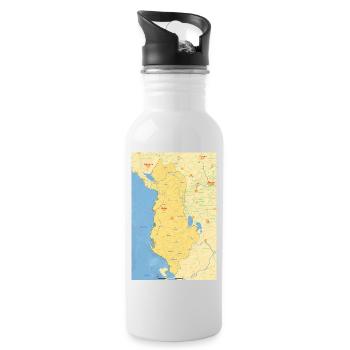 Albania Map - Water bottle with straw - white - Right