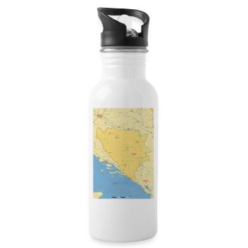 Bosnien und Herzegowina Karte - Trinkflasche mit integriertem Trinkhalm - Weiß - Rechts