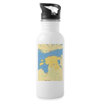 Estland Karte mit Städten Straßen Flüssen Seen - Trinkflasche mit integriertem Trinkhalm - Weiß - Rechts