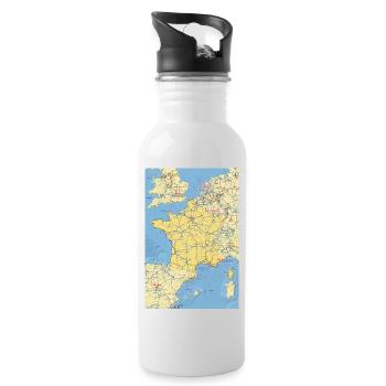France map with cities, roads, rivers, lakes - Water bottle with straw - white - Right
