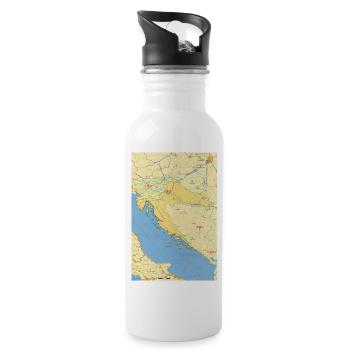 Kroatien Karte mit Städten Straßen Flüssen Seen - Trinkflasche mit integriertem Trinkhalm - Weiß - Rechts