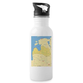 Latvia map with cities, roads, rivers, lakes - Water bottle with straw - white - Right