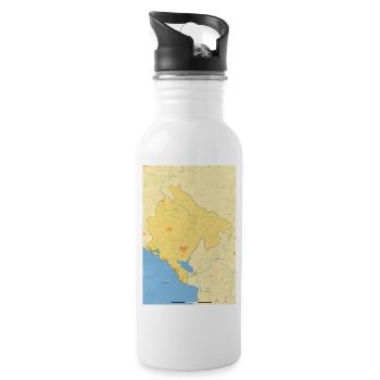 Montenegro Karte Landkarte - Trinkflasche mit integriertem Trinkhalm - Weiß - Rechts