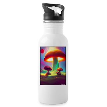 Mushrooms Forest Nature Autumn Nature Love of Nature Hiking - Water bottle with straw - white - Right