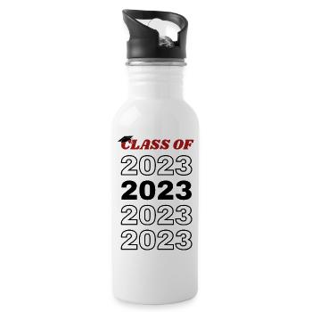 Abschlussklasse 2023 rot - Trinkflasche mit integriertem Trinkhalm - Weiß - Rechts