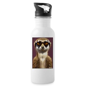 Meerkat Zoo Animals Nature Wildlife Surikate Zoo - Water bottle with straw - white - Right