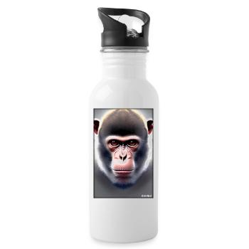 Affe Wildtier Affenkopf Tierwelt Zoo Safari Tiere - Trinkflasche mit integriertem Trinkhalm - Weiß - Rechts